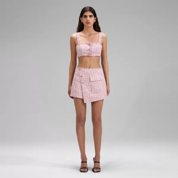 Bottoms*Self-Portrait Pink Boucle Shorts