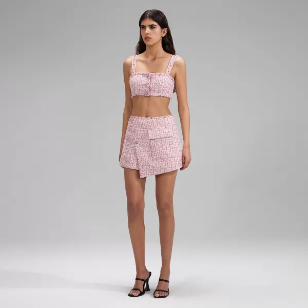 Bottoms*Self-Portrait Pink Boucle Shorts