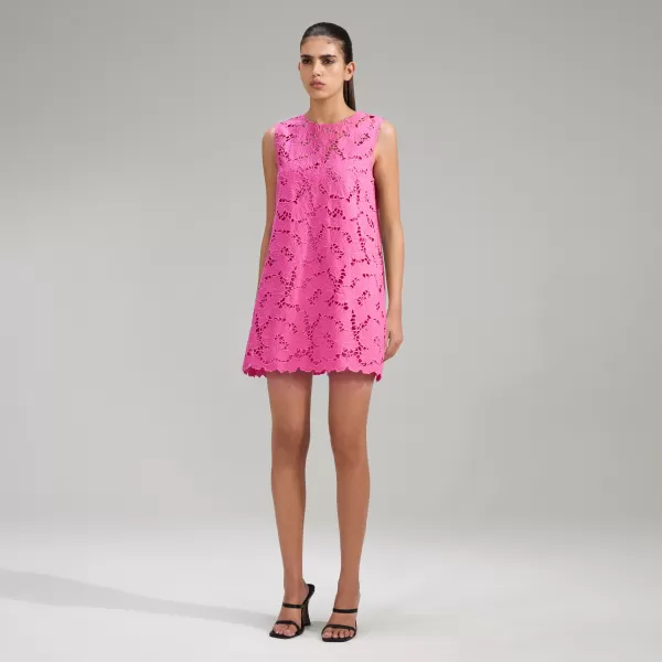 Dresses*Self-Portrait Pink Cotton Lace Mini Dress