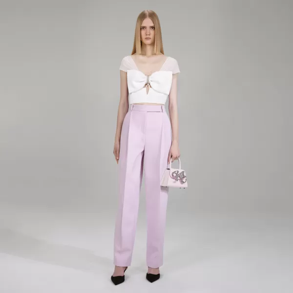 Bottoms*Self-Portrait Pink Crepe Trousers