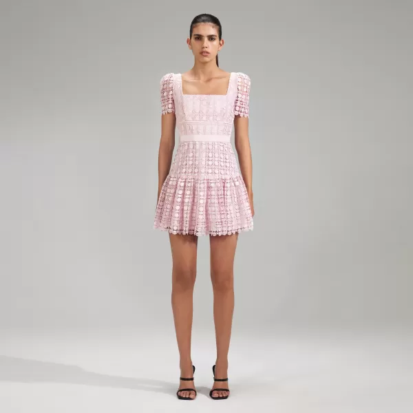 Dresses*Self-Portrait Pink Petal Lace Mini Dress