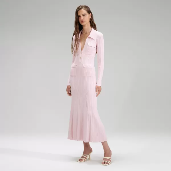 Dresses*Self-Portrait Pink Viscose Knit Midi Dress