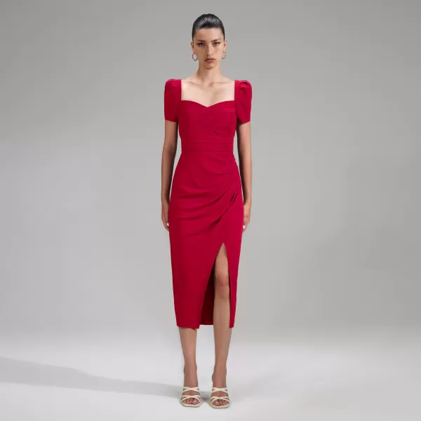 Dresses*Self-Portrait Red Iris Midi Dress Red Iris Midi Dress-Red