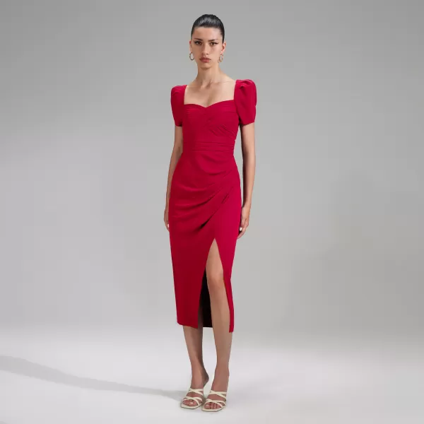 Dresses*Self-Portrait Red Iris Midi Dress Red Iris Midi Dress-Red