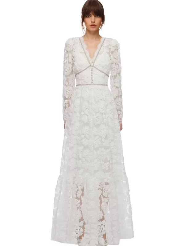 Dresses*Self-Portrait Ribbon Lace Maxi Dress