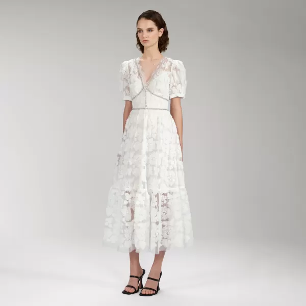 Dresses*Self-Portrait Ribbon Lace Midi Dress