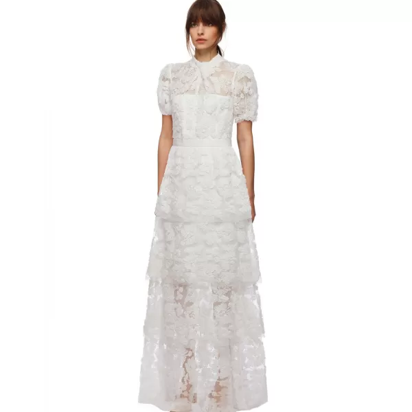 Dresses*Self-Portrait Ribbon Lace Tiered Maxi Dress