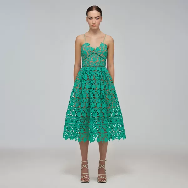 Dresses*Self-Portrait Spearmint Azaelea Midi Dress Spearmint Azaelea Midi Dress-Green