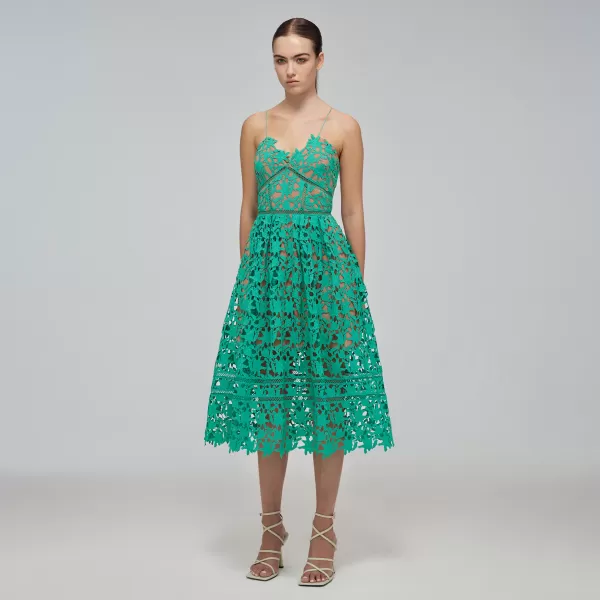 Dresses*Self-Portrait Spearmint Azaelea Midi Dress Spearmint Azaelea Midi Dress-Green