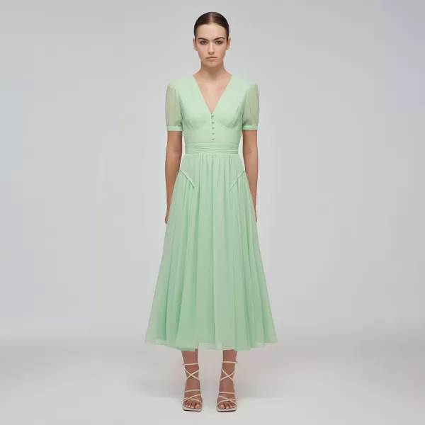 Dresses*Self-Portrait Spearmint Chiffon Midi Dress