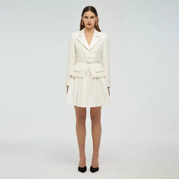 Dresses*Self-Portrait Tailored Cream Boucle Mini Dress