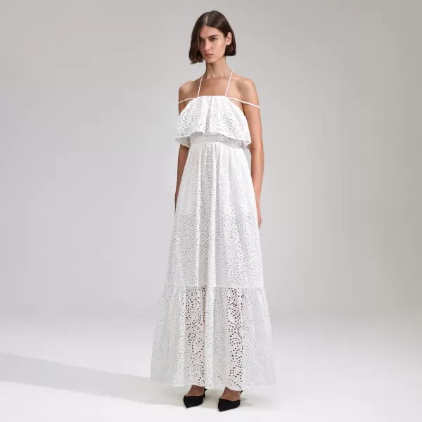 Dresses*Self-Portrait White Broderie Maxi Dress